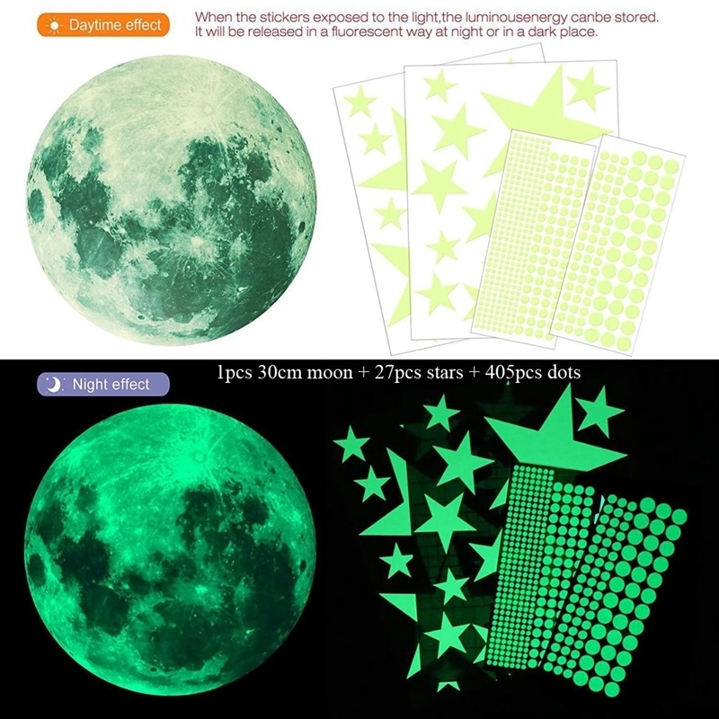 Wandstickers Set Luminous Moon Star Wall Sticker voor kinderen slaapkamer plafond huisdecoratie diy sticker gloed in de donkere behang muurschildering 221008