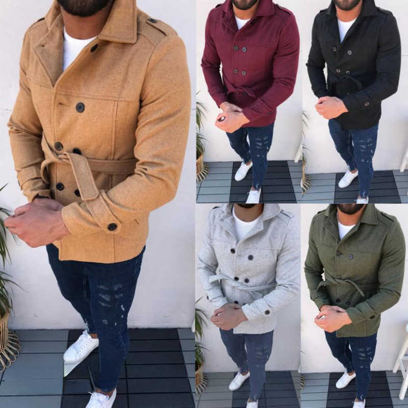 Männer Pelz Faux Pelz 2022 Herren Mantel Gürtel Langarm Windjacke Zweireiher Woolen Mantel Herbst Winter Männlichen Strickjacke Jaqueta masculina T221007