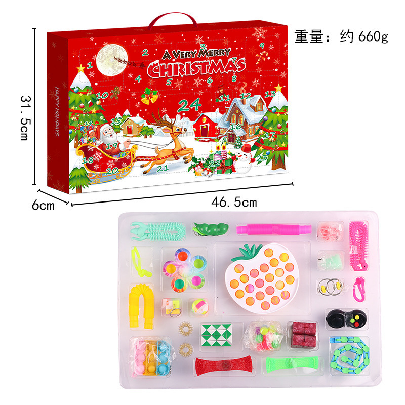 Dekompressionsleksak S PACK ADVENT Kalender Box Christmas 24 Days Countdown Present f￶r barn Vuxna Push Bubbles Gifts 221007