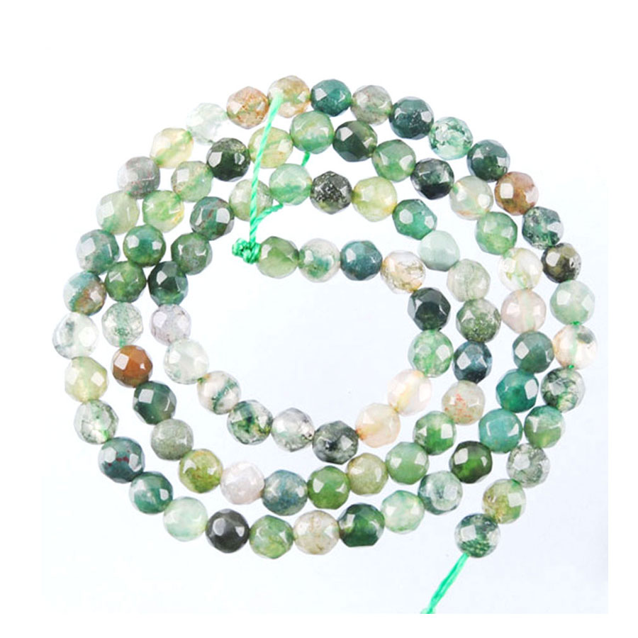 4-12mm Natural Stone Facetterade alger Agate Spacer-pärlor för DIY Charms Armband Halsbandsmycken BY921