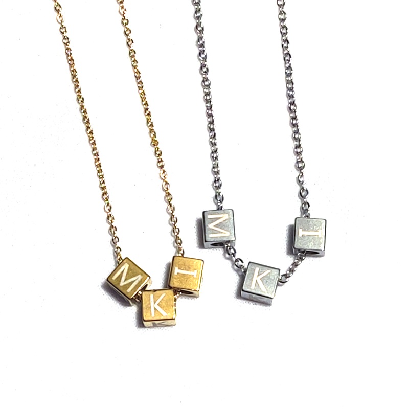 قلادة حبة مكعب الذهب الفضة الفولاذ المقاوم للصدأ MKI العلامة التجارية الأولي للرجال رسائل الموضة خطابات قلادة قلادة مجوهرات