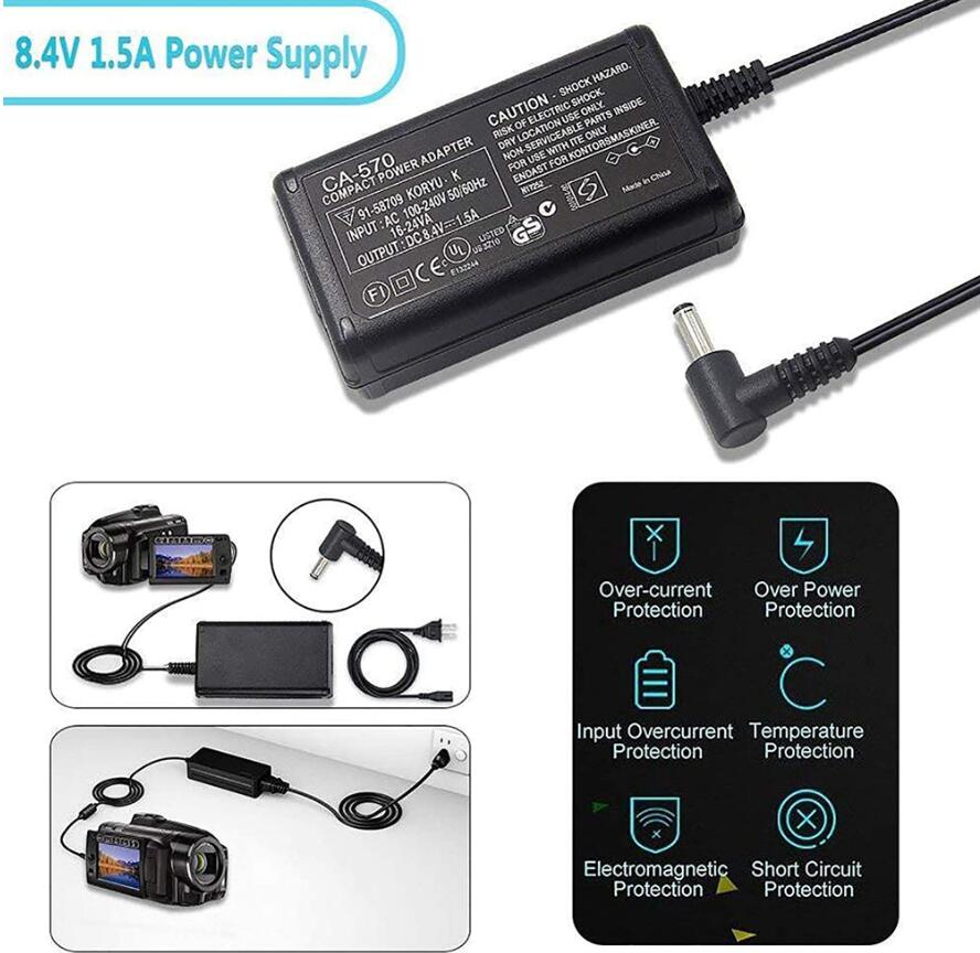 CA-570 Kamera AC Adapter Ladegerät kompatibel für HFM400 HFM32 XA20 XA25 FS21 FS22 FS200 FS300 HF10 HF11 HF20 HF100 HF200 HF M31 US EU UK AU STECKER