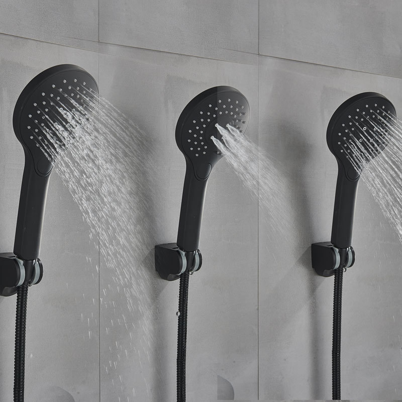 Badezimmer-Duschköpfe, schwarzer oder verchromter Wasserhahn, Handbrause aus ABS-Kunststoff, Messingmischer, kalte Badewannenarmatur, Wandmontage 221007