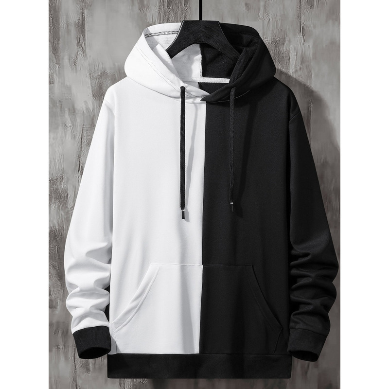 Men's Hoodies Sweatshirts Men Two Tone Drawstring Detail Pocket Sweatshirt Hoodies 221008