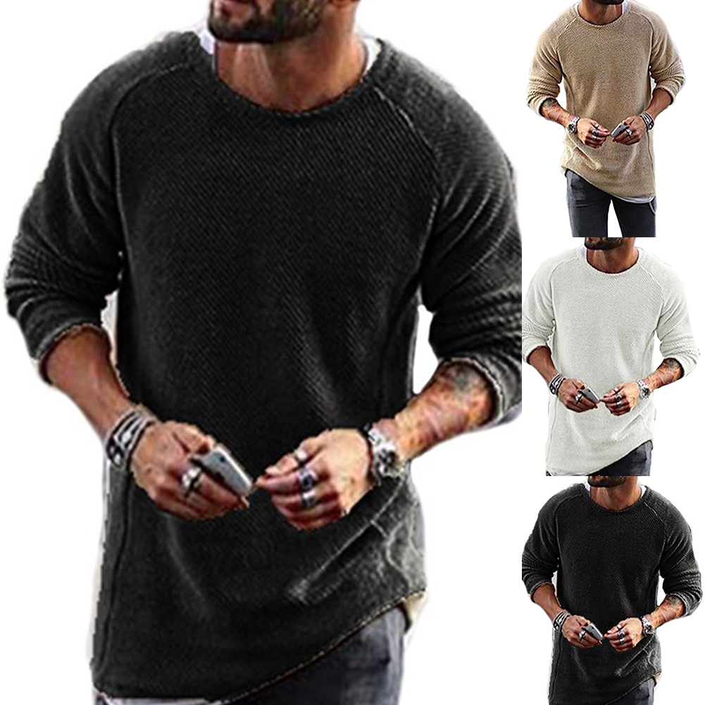 Mens Sweaters Men Casual Solid Color Sweater Knitwear O Neck Long Sleeve Shirt Pullover Top 221007