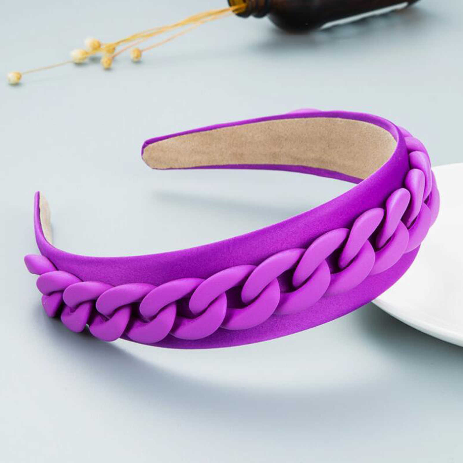 Fasce PROLY New Fashion Women Hairband Lato largo Colore della caramella Copricapo Catena di plastica Fascia Accessori capelli turbante barocco T221007