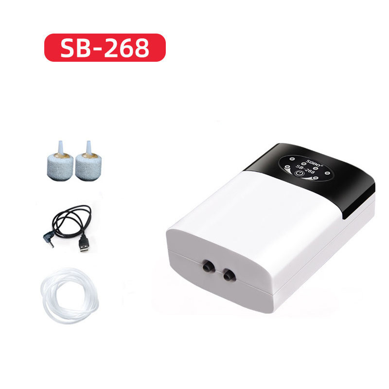 Luftpumpen-Zubehör, wiederaufladbare USB-Aquarium-Luftpumpe mit Zubehör, Stummschaltung, Sauerstoffbelüfter, Kompressor mit Clip zum Angeln xqmg 2201007