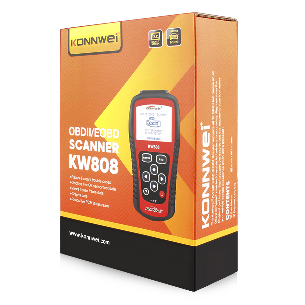Konnwei KW808 OBD 2 Scanner de carros Ferramentas OBD2 Auto Automotive Scanner Scanner Ferramenta Motor Fualt Code Reader ODB