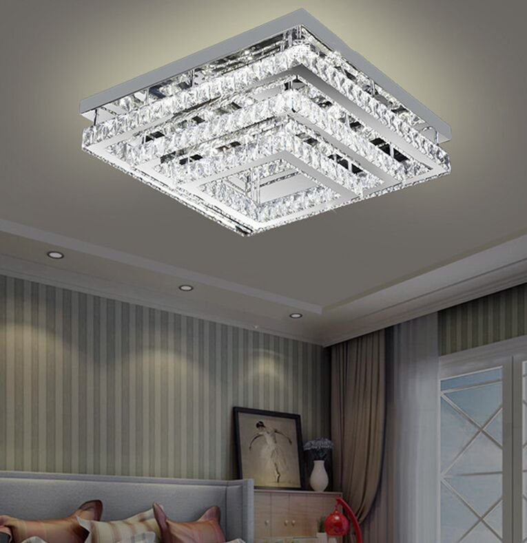 Crystal ceiling lamp LED living room Chandeliers lamp square atmosphere home modern minimalist bedroom lamps