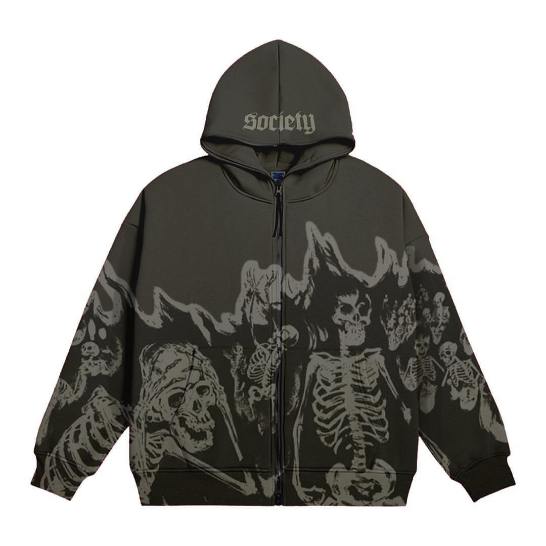 Sweats à capuche masculine Sweatshirts de haute qualité Hoodie Flame Flame Skull Graphic Printwear Goth Sweatshirt Tracksuit Harajuku Y2K Vêtements pour hommes surdimensionnés 221008