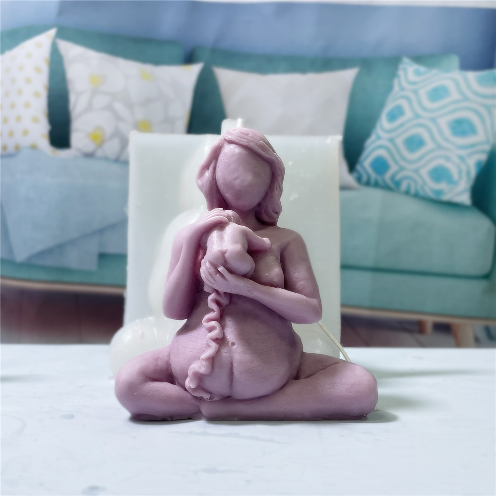 Bougies 3D bébé mère Portrait bougie silicone moule enceinte embrasser aromathérapie bricolage cadeau donner naissance à enfant femme moule en résine 221007