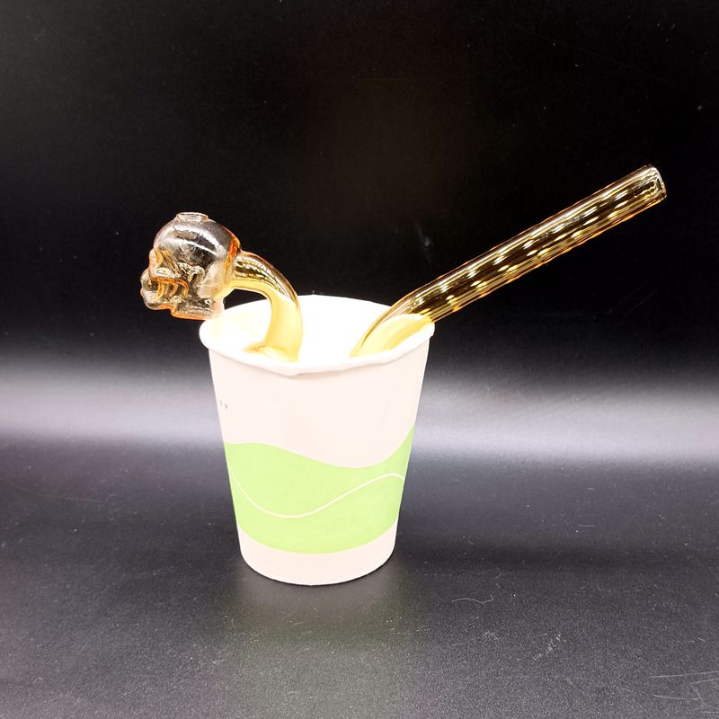 Colorful Skull Bent Smoking Pipes Oil Burner Water Bongs Thick Glass Tobacco Accessories