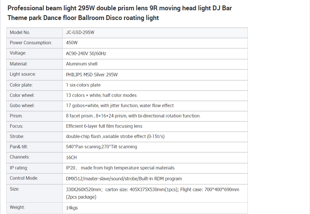 Hareketli Kafa Işıkları Profesyonel 295W Işın Işık Prism Gobo Lens 13R Işınan Beyaz DJ Bar Tema Parkı Balo Salonu Sahne Işıkları