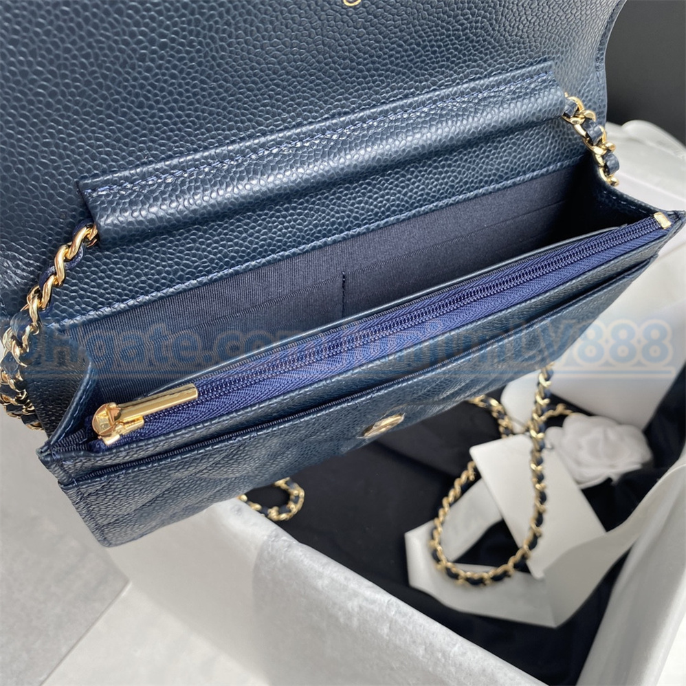 High quality Women's genuine leather Shoulder bags handbag Plaid purse Double letter solid buckle Sheepskin caviar pattern Totes Cross body wallet Hobo Evening Bag
