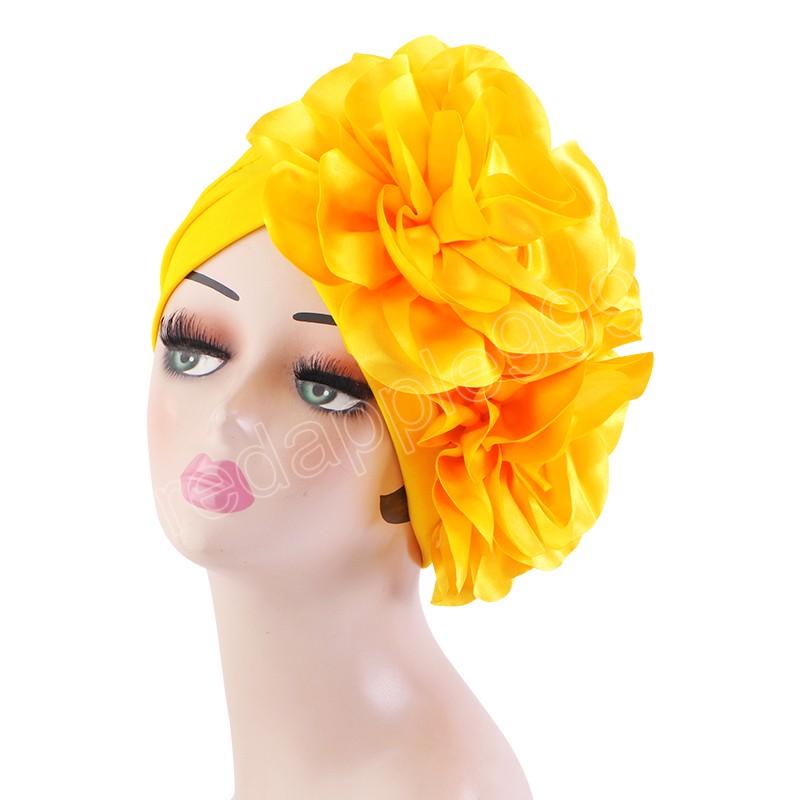 Bonnet femme chapeaux fleurs volants musulman Turban chapeau africain islamique intérieur Hijabs élastique foulard Femme Bonnet