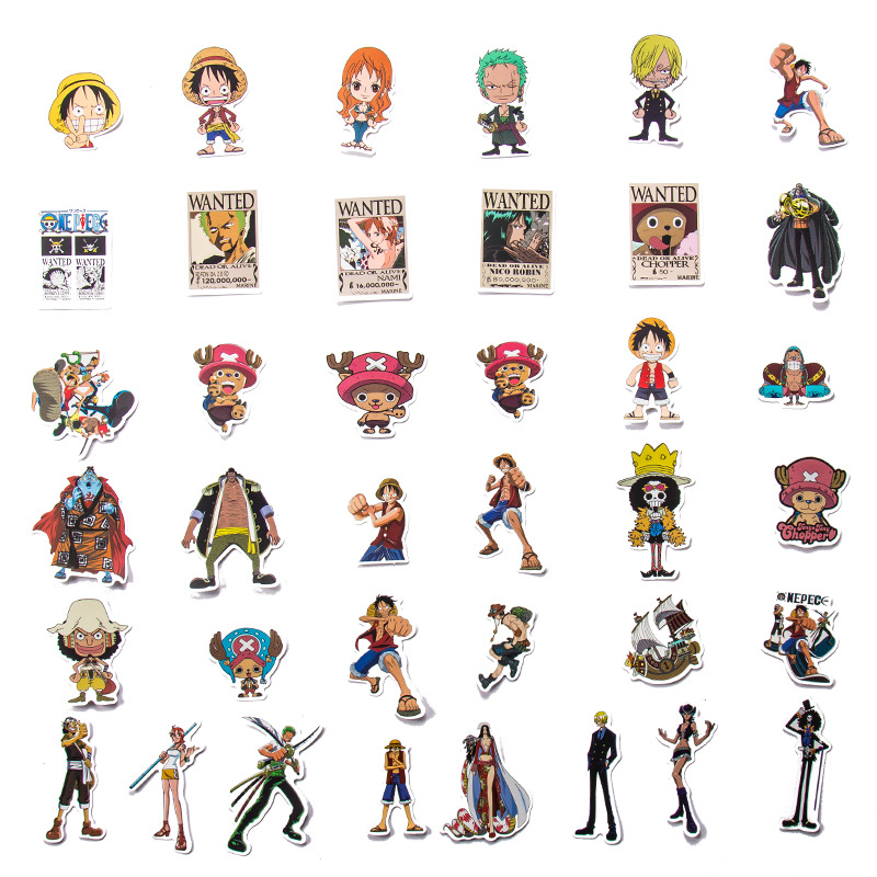 Een stuk stickers voor waterflessen 50 stks anime cartoon luffy sticker voor kinderen tieners volwassenen