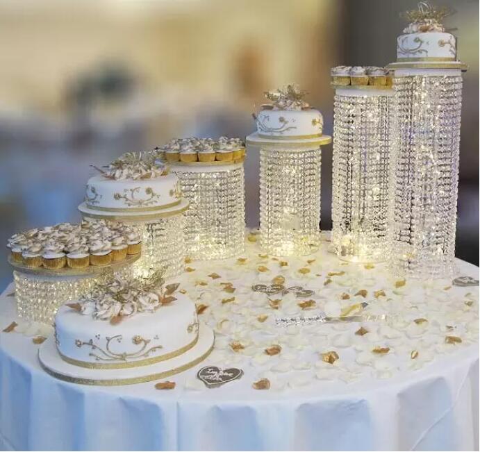 Decorações de casamento Bolo de peça central Stands exibir aniversário de sobremesa rack redonda de cristal cupcake stand table table center decoração /conjunto