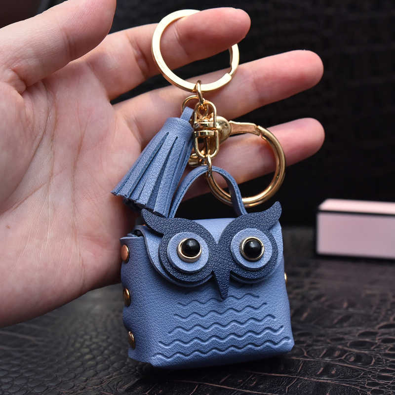 Trendy Coin Purse Chain Tassel Pu Leather Owl Animal Buckle Car Pendant Bag Gift Nyckel Ringtillbehör 1008709970