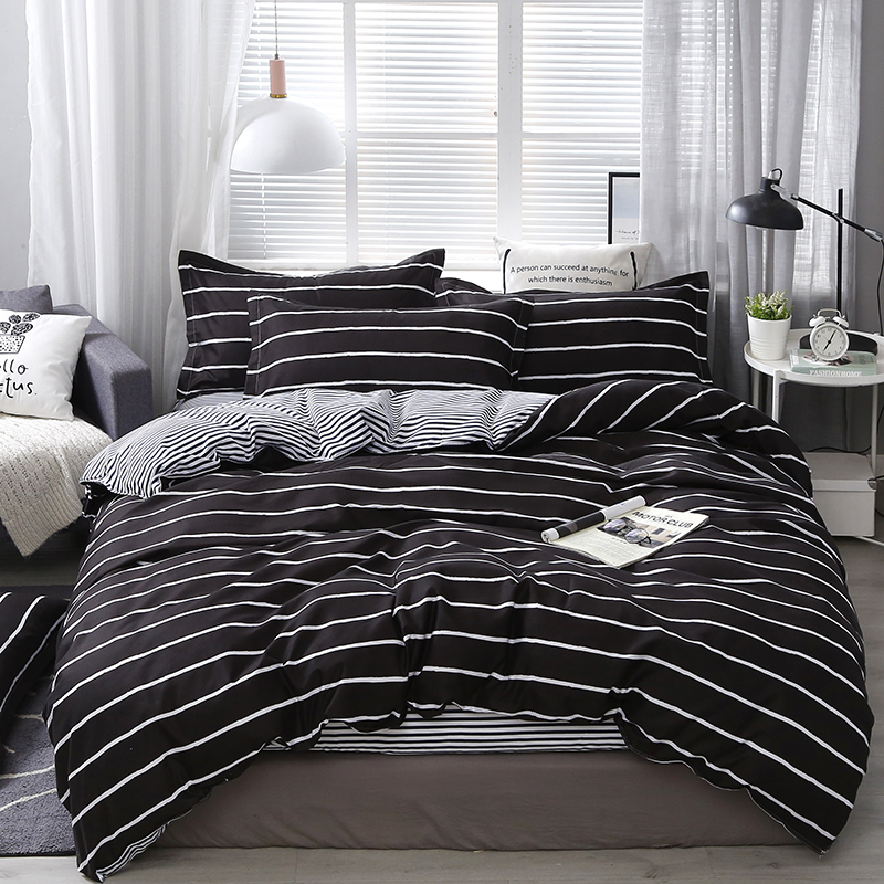 Bedding Set Set Style Bed Sheet Pillowcase Duvet Cover Sets Stripe Aloe Cotton Bed Set Home Bed Textile Products LJ201127335y