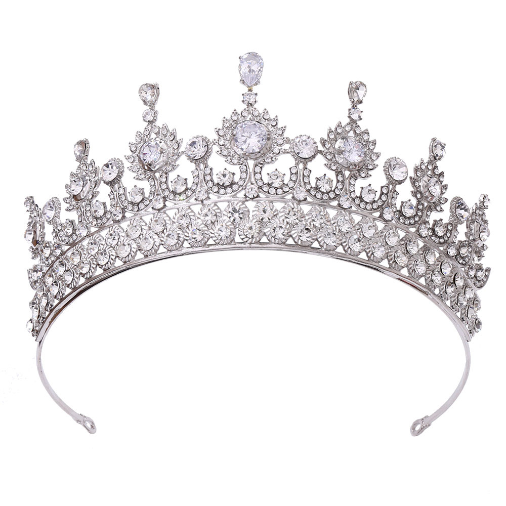 Luksusowy cyrkon korona ślubna nakrycia głowy Kryształowe kobiety Tiars Rhinestone Wedding Fryzjer urodzinowy pałąk stał