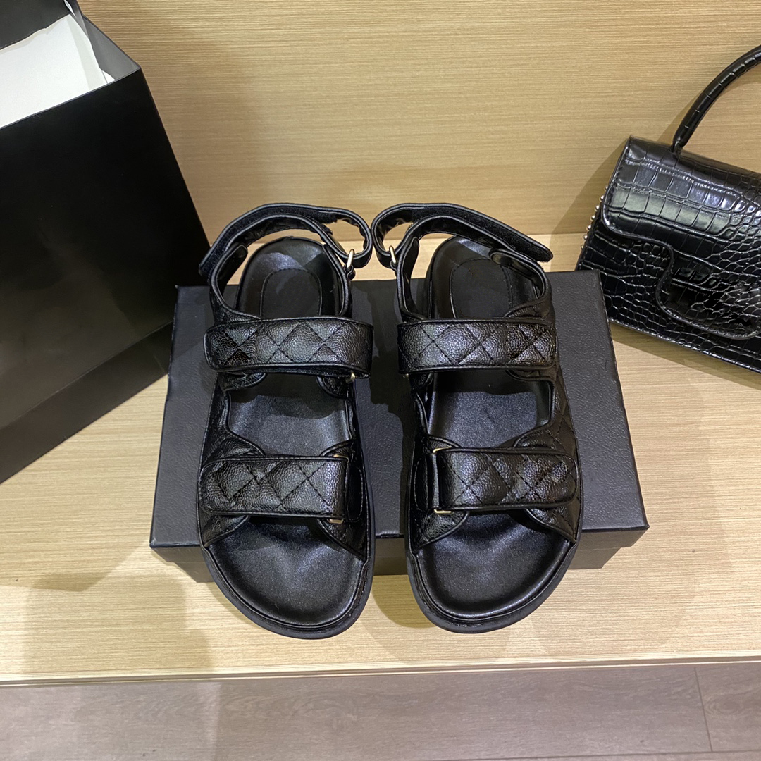 dad sandalen Designer damessandalen echt kalfsleer 100% damesslippers 35-42 met doos en stofzak gelei gewatteerd platform zomer opa luxe sandaal strand rond