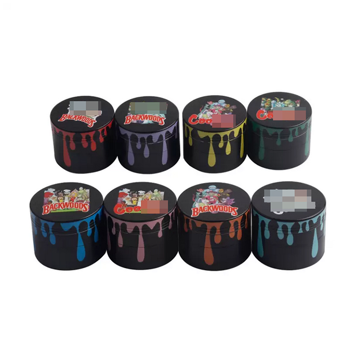 Backwoods Grinder Trancheuse à tabac Accessoires pour fumeurs Dia 40mm 50mm 55mm 63mm 4 couches Spice Dry Herb Crusher Broyeurs colorés Muler à la main