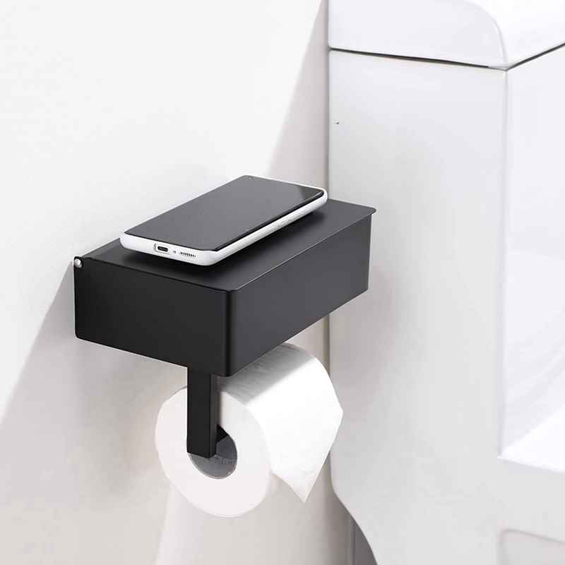 Toiletpapierhouders wandmontage houder met telefoonplank aluminium legering tissue roll opslag keuken badkamer accessoires 221007