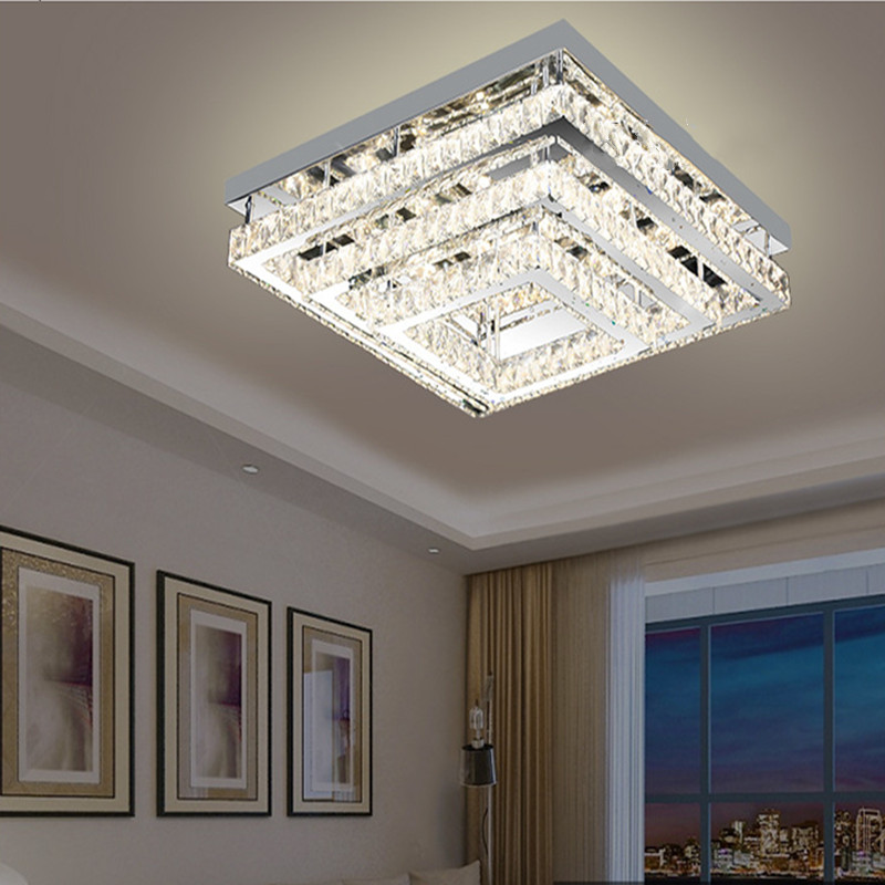 Crystal ceiling lamp LED living room Chandeliers lamp square atmosphere home modern minimalist bedroom lamps