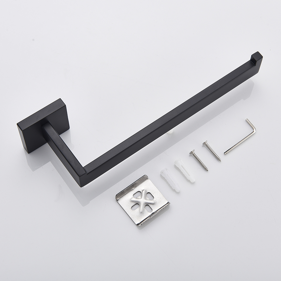 Handduk Racks badrumsmaskinvara Set Black Robe Hook Rail Bar Rack Hylla V￤vnadspapper Holder Tandborste Tillbeh￶r 221007