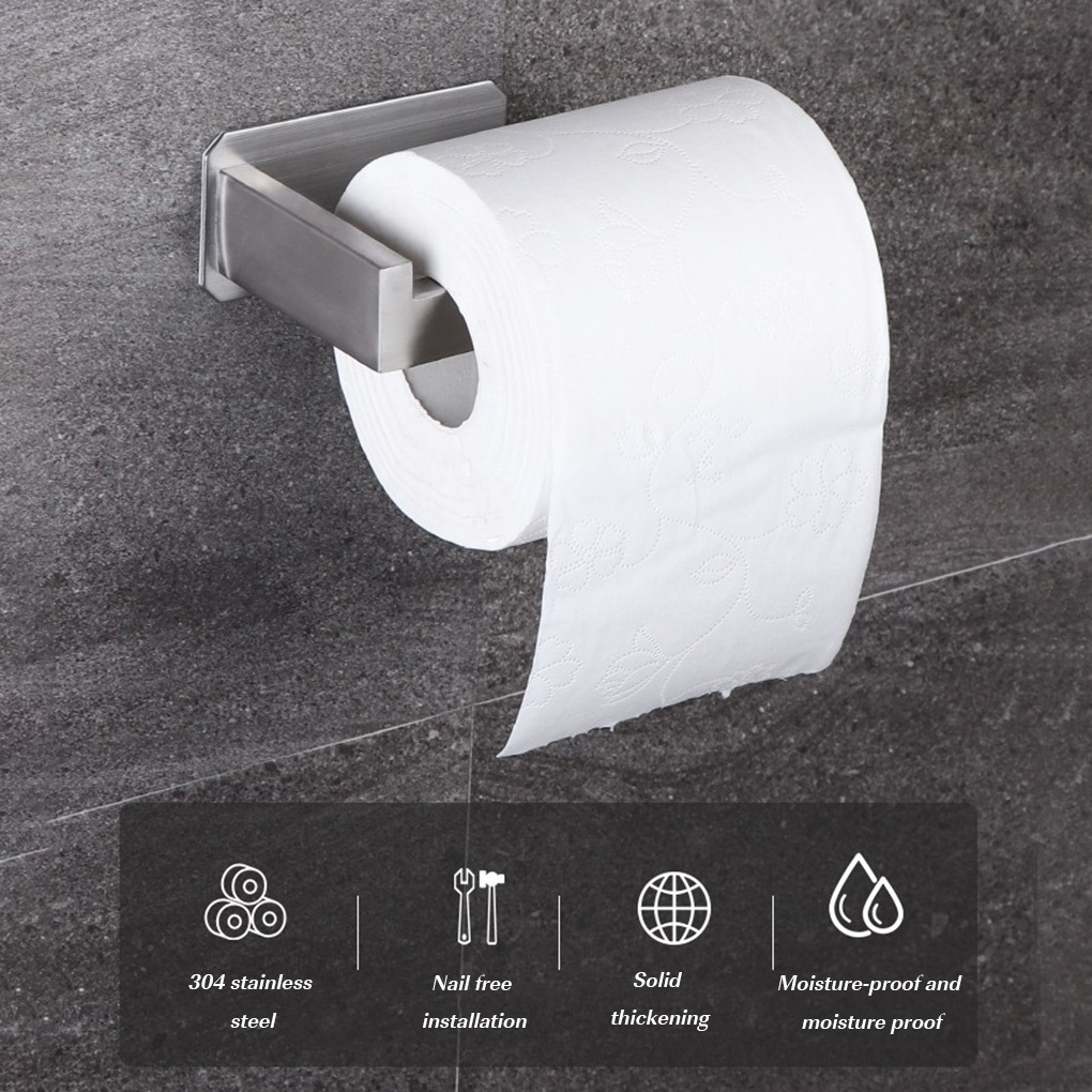Toilet Paper Holders Stainless Steel Roll Self Adhesive in Bathroom Tissue Black Finish Easy Installation no Screw 221007