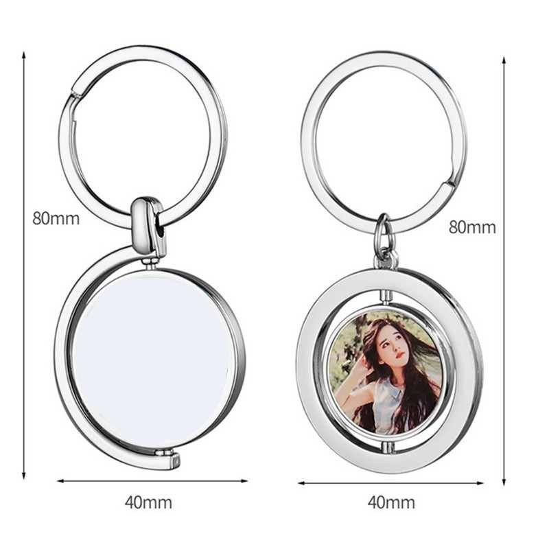 DIY Sublimation Blank KeyChain Rotatable Round Alloy Designer Keychain Wallet Handbag Carabiner Keychains Car Key Ring for Woman Man Valentines Day Christmas Gift