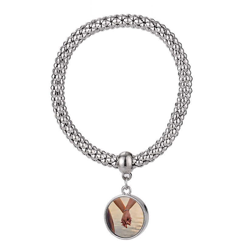 DIY sublimering av tomma mensarmband f￶r kvinna ￶verf￶ring trycklegering rund silver rosguld armband par armband alla hj￤rtans dag souvenir familje g￥va
