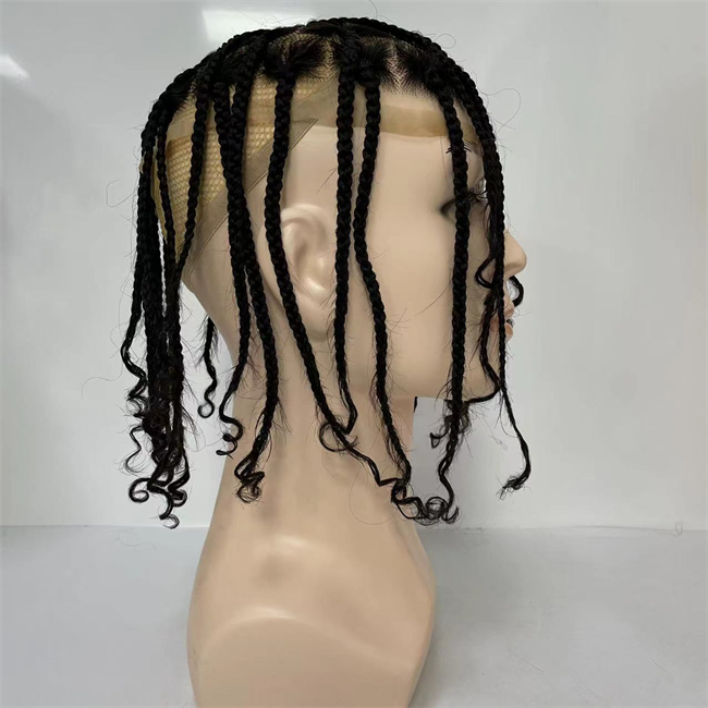 Long Box Braids Birmese Virgin Human Hair Piek 8x10 Szwajcarska pełna koronkowa toupee for Black Mens Fast Express Dostaw