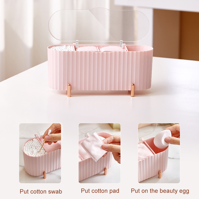 Storage Boxes Bins Desktop Cosmetics Jewelry Box Dust proof Makeup Organizer For Cotton Pads Swabs Beauty Egg Holder Bathroom Accessory 221008