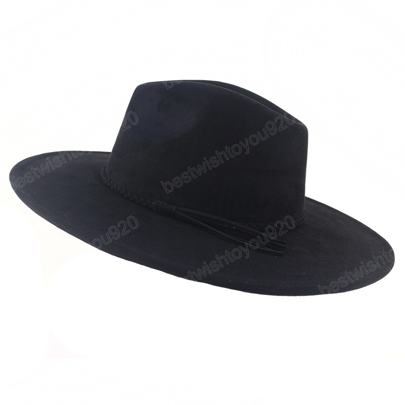 クラシックスエード95cm幅のブリムフェドーラ帽子for女性男性教会ジャズハットウェディングフォーマルドレスCA4633590