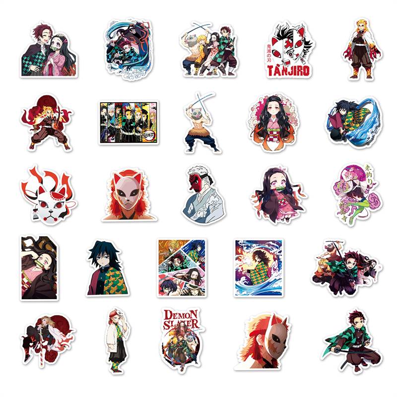 50st Demon Slayer Anime Stickers Waterproof Vinyl Stickers Dekaler f￶r b￤rbar vattenflasktelefonbagage