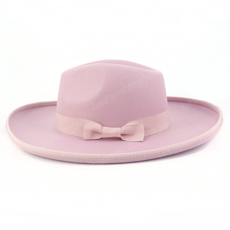 Chapeau Fedora pour femmes fascinateurs rose mariage décoration église chapeaux hiver laine Panama Jazz casquette