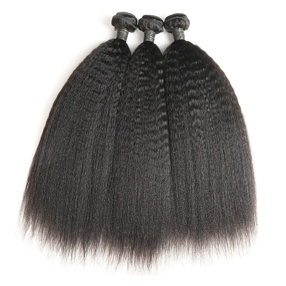 Kinky Straight Wefts for Women 9A Peruvian Human Hair Extensions Yaki 3 Bundles Natural Hair Weave