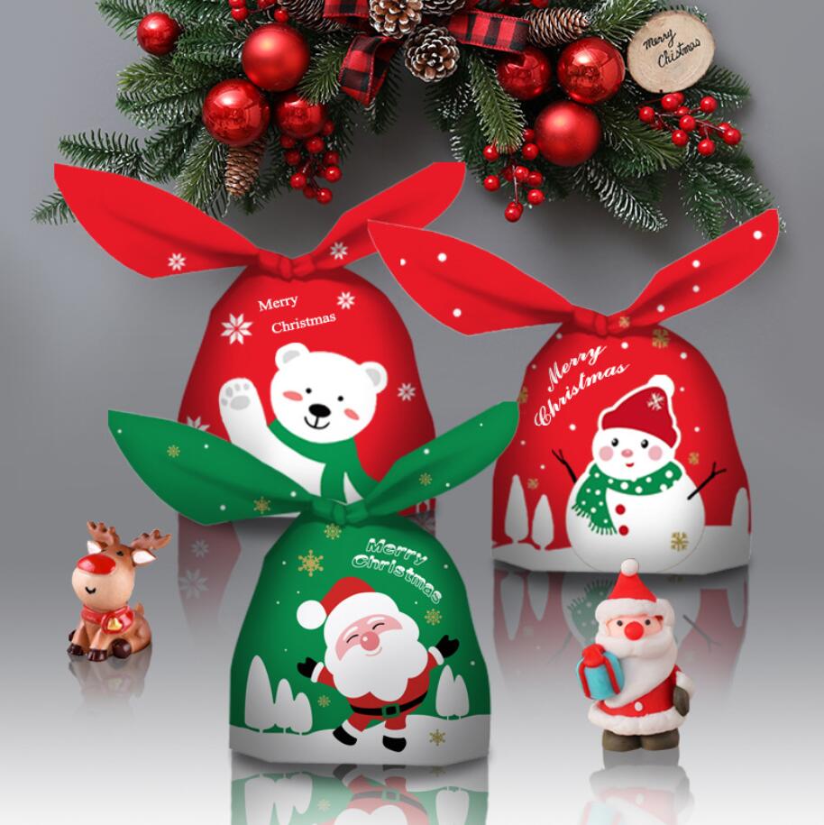 Śliczne króliki długie worki na cukierki na prezent Wrap Wesołych Święta Mikołaj Claus plastikowe cukierki Torba Torba Chwyt Nowy Rok Pakowanie
