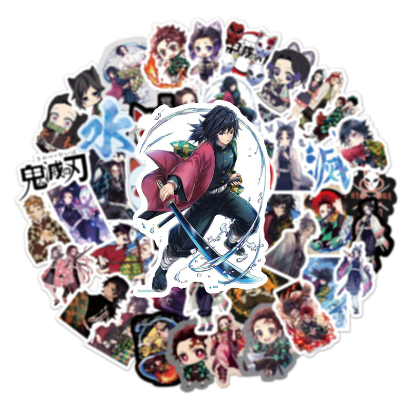 Demon Slayer Anime Cartoon Captop Laptop Stickers Water Bottop Case Care Skateboard Skateboard Skatecle