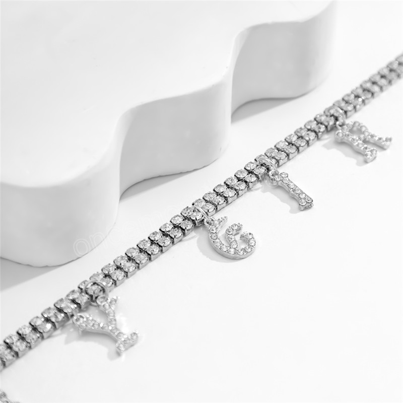 Klassische trendige glänzende Strass-Buchstaben-Anhänger-Halskette für Frauen, Hochzeit, Braut, klarer Kristall, zarter Halsband-Kettenschmuck