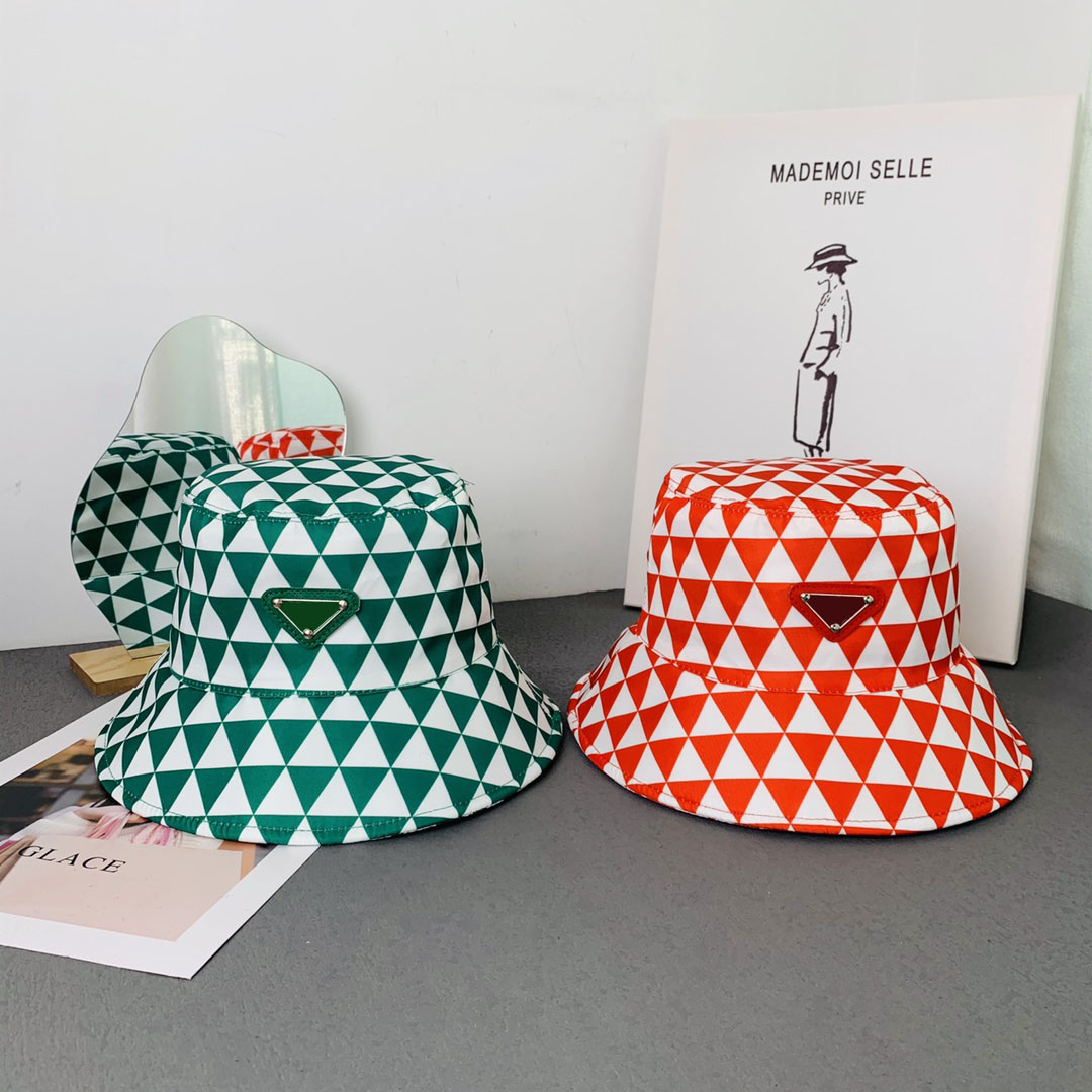 Mulheres moda designer balde chapéus outono inverno algodão triângulo carta gorro casal esportes ao ar livre xadrez bonnet263p