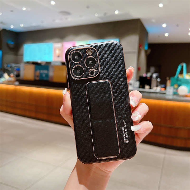 Carbon Fibre Plated Phone Cases Folding Holder Magnetic Shell For iPhone 14 Pro Max Plus Fashion iPhone14 13 12 11 XR X Xs Luxury Shockproof Camera Protective Cover