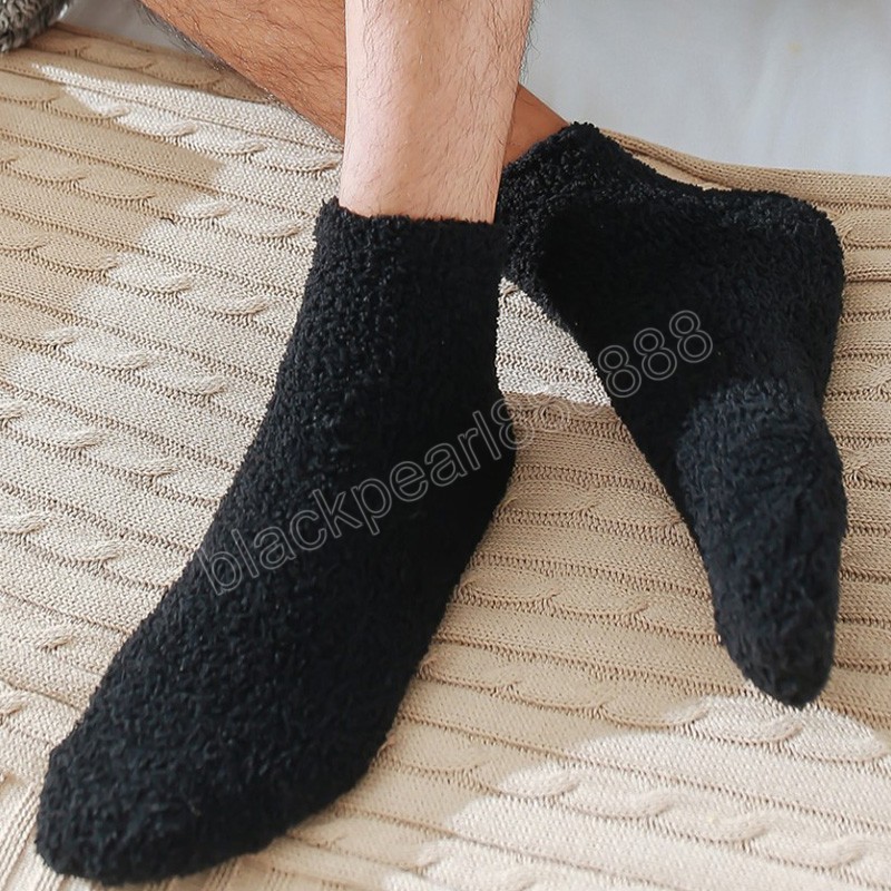 Moda aksesuarları erkekler sıcak kış çorapları kabarık bulanık bulanık kalın uyku adam rahat moda beyaz siyah yumuşak mercan polar zemin erkek çorap