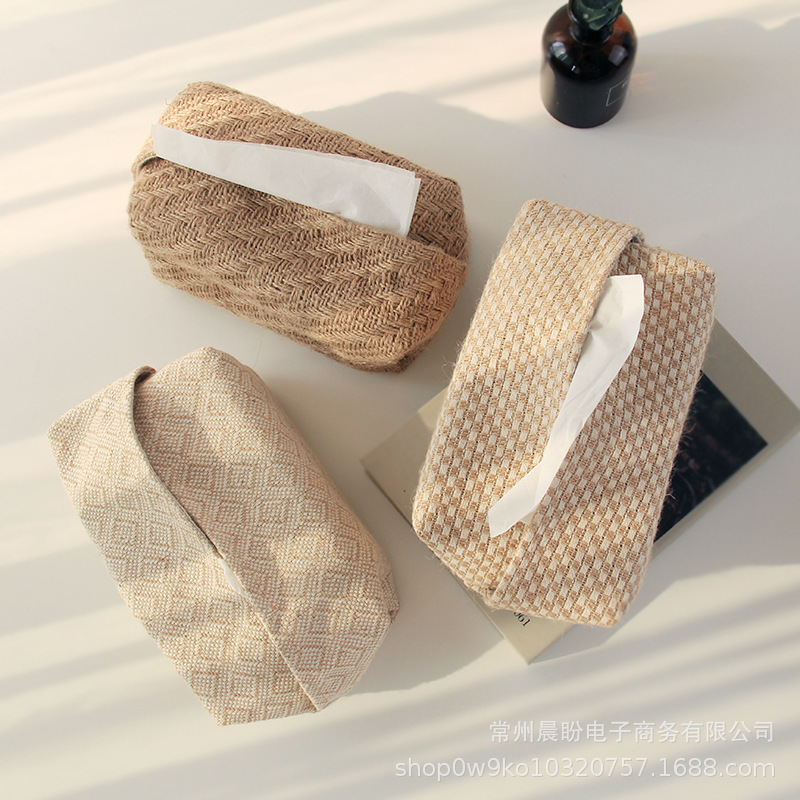 Tissue Boxes Napkins Cotton Linen Cloth Art Simple Paper Napkin Case Desktop Holder Home Office Car Living Room Dining Table 221008