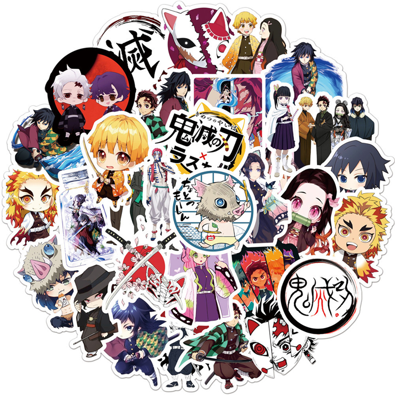 50st Demon Slayer Anime Cartoon Laptop Stickers Water Bottle Laptop Travel Case Car Skateboard