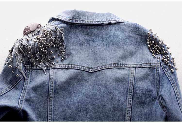 Vestes pour femmes 2022 printemps et automne coréen à manches longues col rabattu veste en jean perlé décontracté mince femme veste en jean vêtements d'extérieur T221008