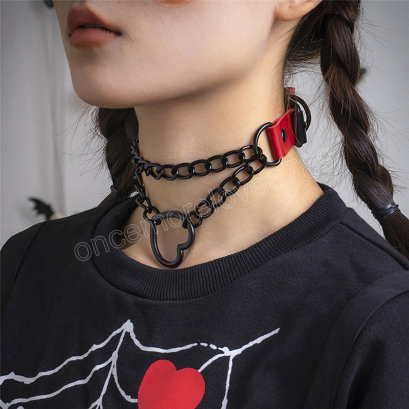 Harajuku PU Correia de couro CARECH CARCHLACE GOTH GOOTH CHANKER ACESSÓRIOS DE CARKENTES GRUNGEM SAMPUNK Halloween Jóias