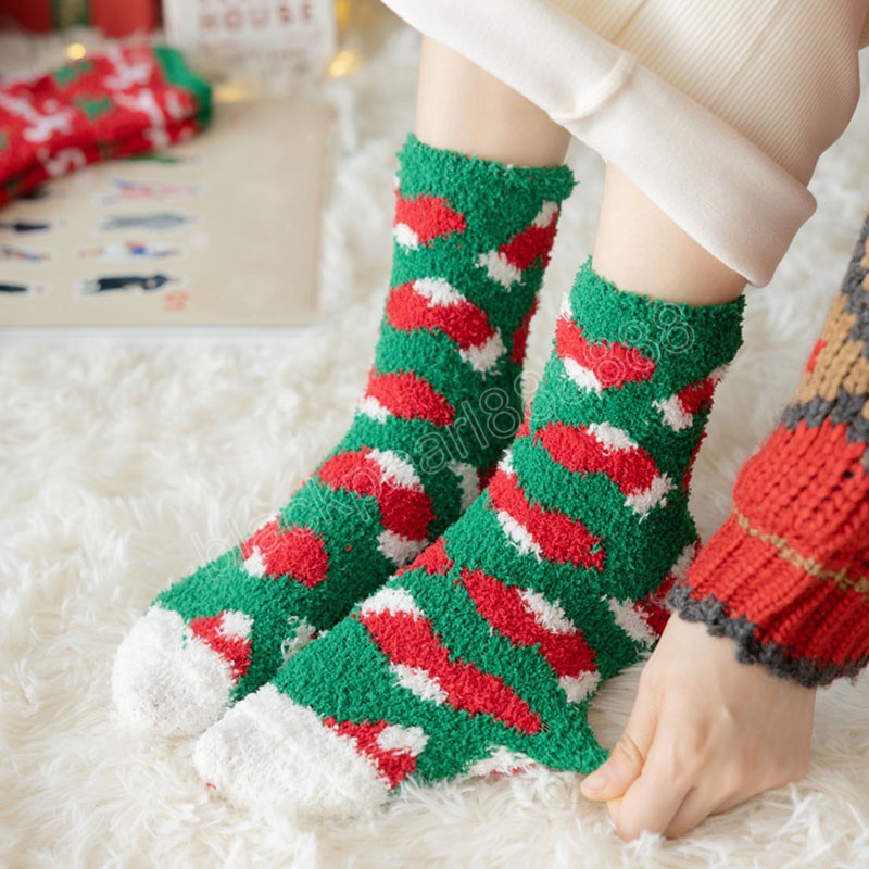 Fashion Accessories Winter Warm Thicken Coral Fleece Socks For Women Cute Cartoon Christmas Sock Elk Floor Socks Funny Christm Gift