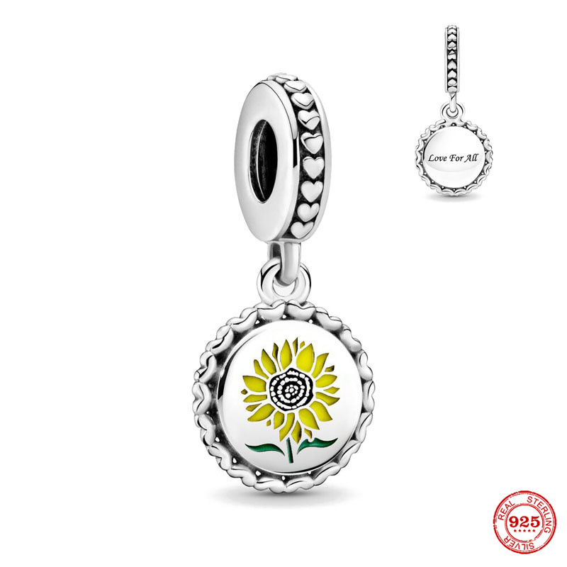 925 Sterling Silver Dangle Charm Femmes Perles Haute Qualité Bijoux Cadeau En Gros Exquis Abeille Pendentif Tournesol Perle Fit Pandora Bracelet DIY